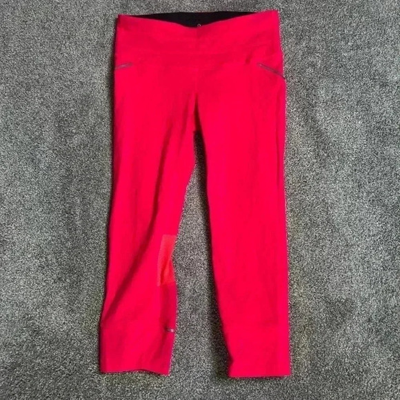 Athleta Neon Leggings Cropped Pink Capri Athletic - Picture 1 of 8
